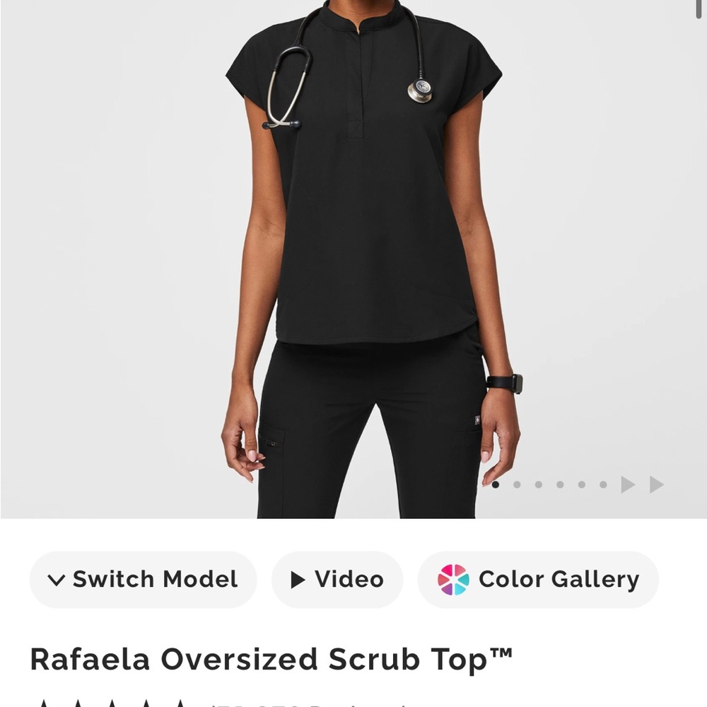 Figs Black Women's Scrub Top